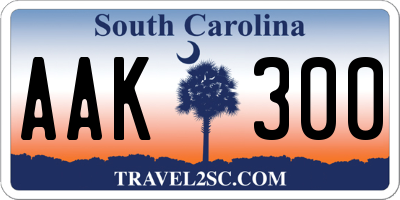 SC license plate AAK300