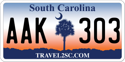 SC license plate AAK303