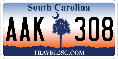 SC license plate AAK308