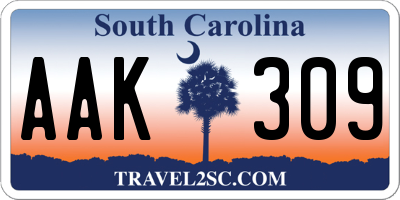 SC license plate AAK309