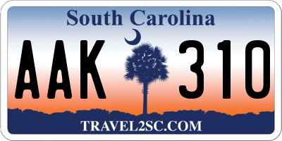 SC license plate AAK310