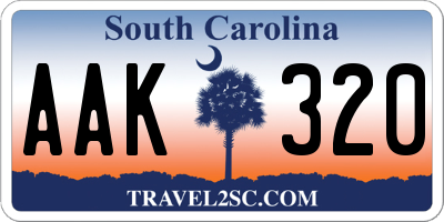 SC license plate AAK320