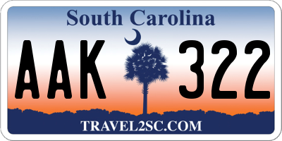 SC license plate AAK322