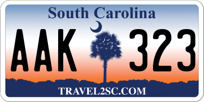 SC license plate AAK323