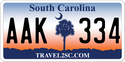 SC license plate AAK334