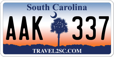 SC license plate AAK337