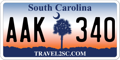 SC license plate AAK340