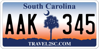 SC license plate AAK345