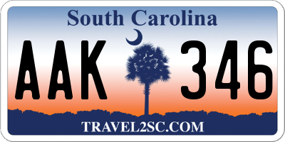 SC license plate AAK346