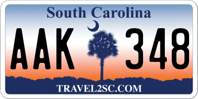 SC license plate AAK348