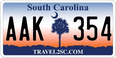 SC license plate AAK354