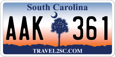 SC license plate AAK361