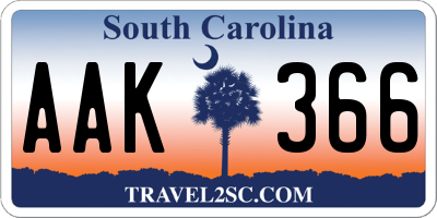 SC license plate AAK366