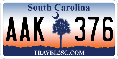 SC license plate AAK376