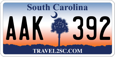 SC license plate AAK392