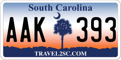 SC license plate AAK393