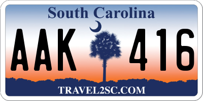 SC license plate AAK416