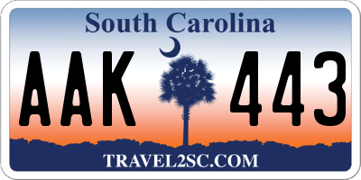 SC license plate AAK443