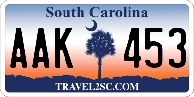 SC license plate AAK453