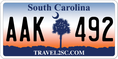 SC license plate AAK492