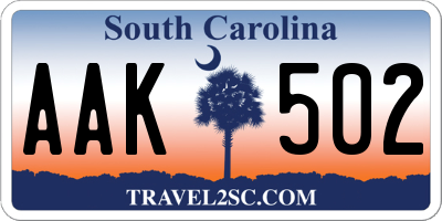 SC license plate AAK502