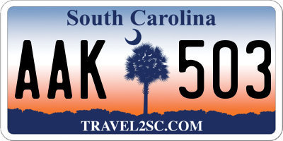 SC license plate AAK503