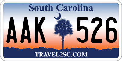 SC license plate AAK526