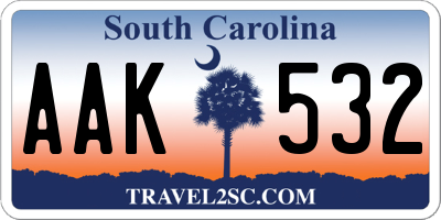 SC license plate AAK532