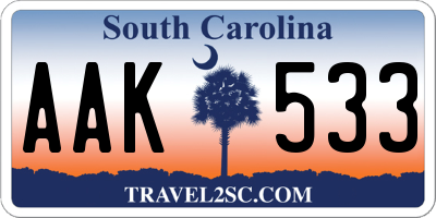 SC license plate AAK533