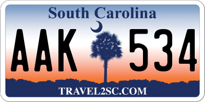 SC license plate AAK534