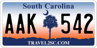 SC license plate AAK542