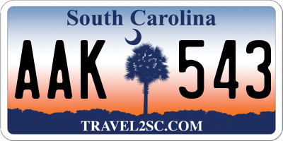 SC license plate AAK543