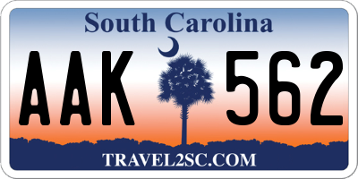 SC license plate AAK562