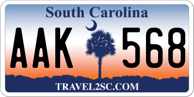 SC license plate AAK568