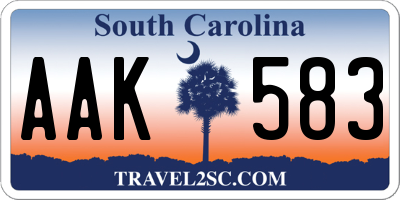 SC license plate AAK583