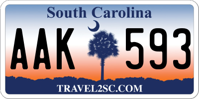 SC license plate AAK593