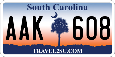 SC license plate AAK608