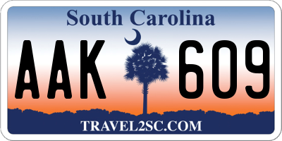 SC license plate AAK609