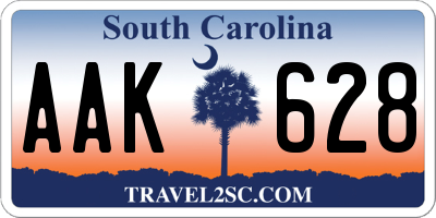 SC license plate AAK628