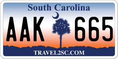 SC license plate AAK665