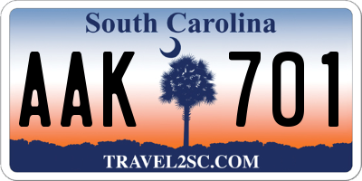 SC license plate AAK701