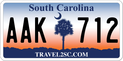 SC license plate AAK712