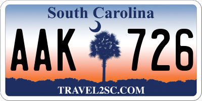 SC license plate AAK726