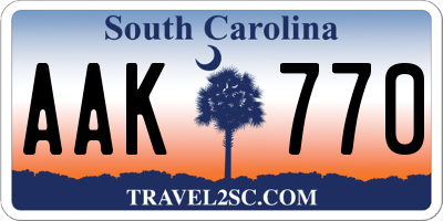 SC license plate AAK770