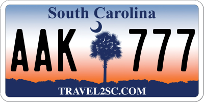 SC license plate AAK777