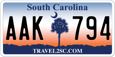 SC license plate AAK794
