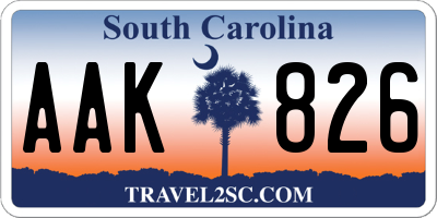 SC license plate AAK826