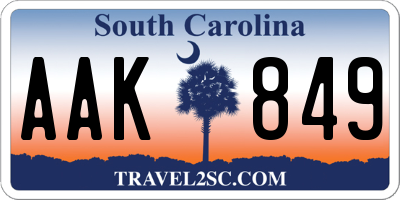 SC license plate AAK849