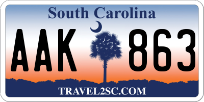SC license plate AAK863