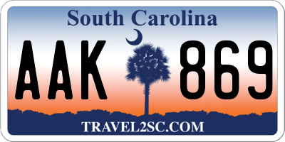 SC license plate AAK869